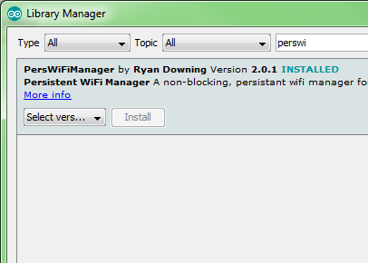 Arduino Library Manager screen